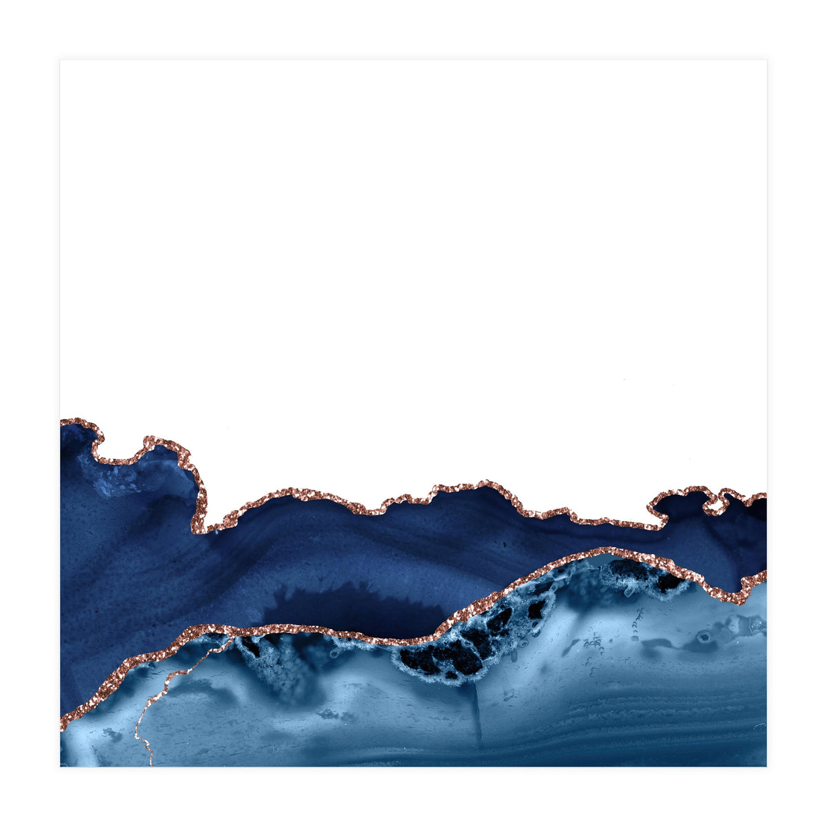 Navy & Rose Gold Agate Texture 26 (Print Only)