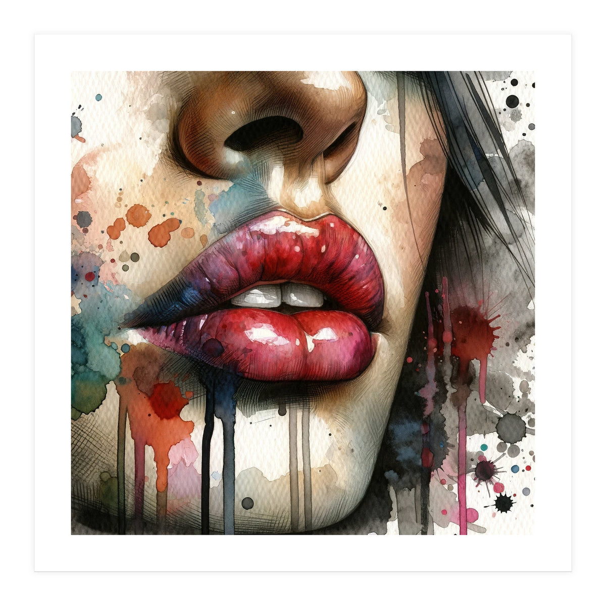 Watercolor Women Lips #1 (Print Only)