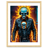 Fiery Skeleton Biker In Headphones thumbnail