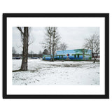 Colorful barn in the snowy ground landscape thumbnail