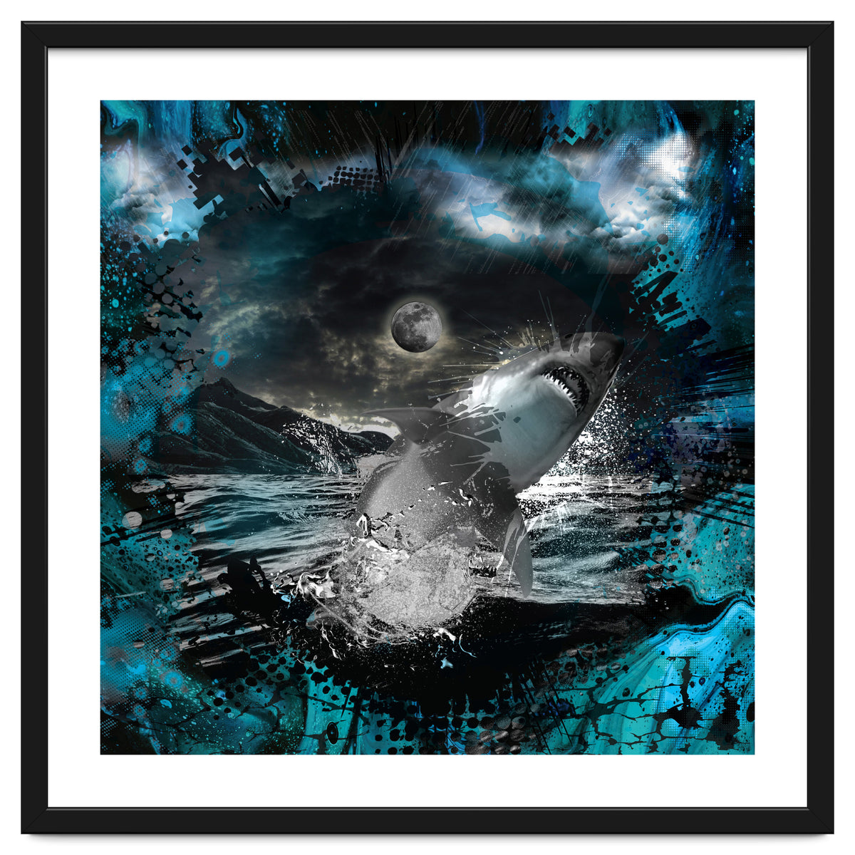 Shark Blue Moon Ocean Splash