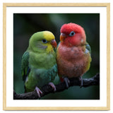Two Lovebirds Sitting Together On A Branch thumbnail