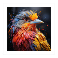 Vibrant Bird With Colorful Splatter Paint  (Print Only)