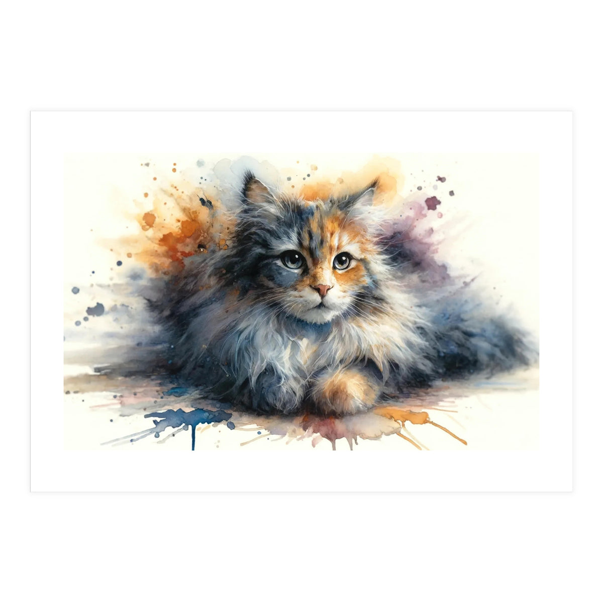 Whimsical Kitten Splash (Print Only)
