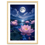 Moonlit Lotus Pond: Serene Nighttime Floral Landscape thumbnail