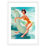 Happy Pinup Girl On The Beach Hugging Her Rubber Toy thumbnail