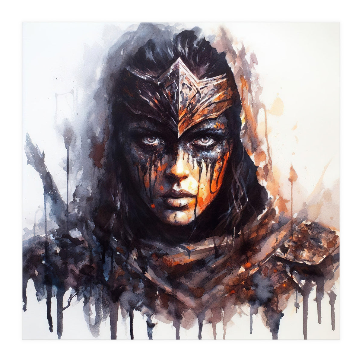 Armored Medieval Warrior Woman (Print Only)