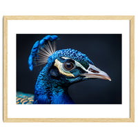 Close Up Of A Peacock Head Blue Feather