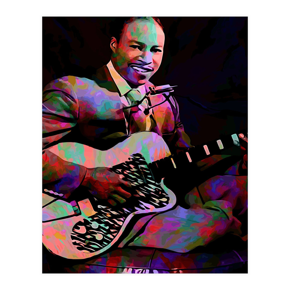 Jimmy Reed American BLues Musician Legend Colorful (Print Only)