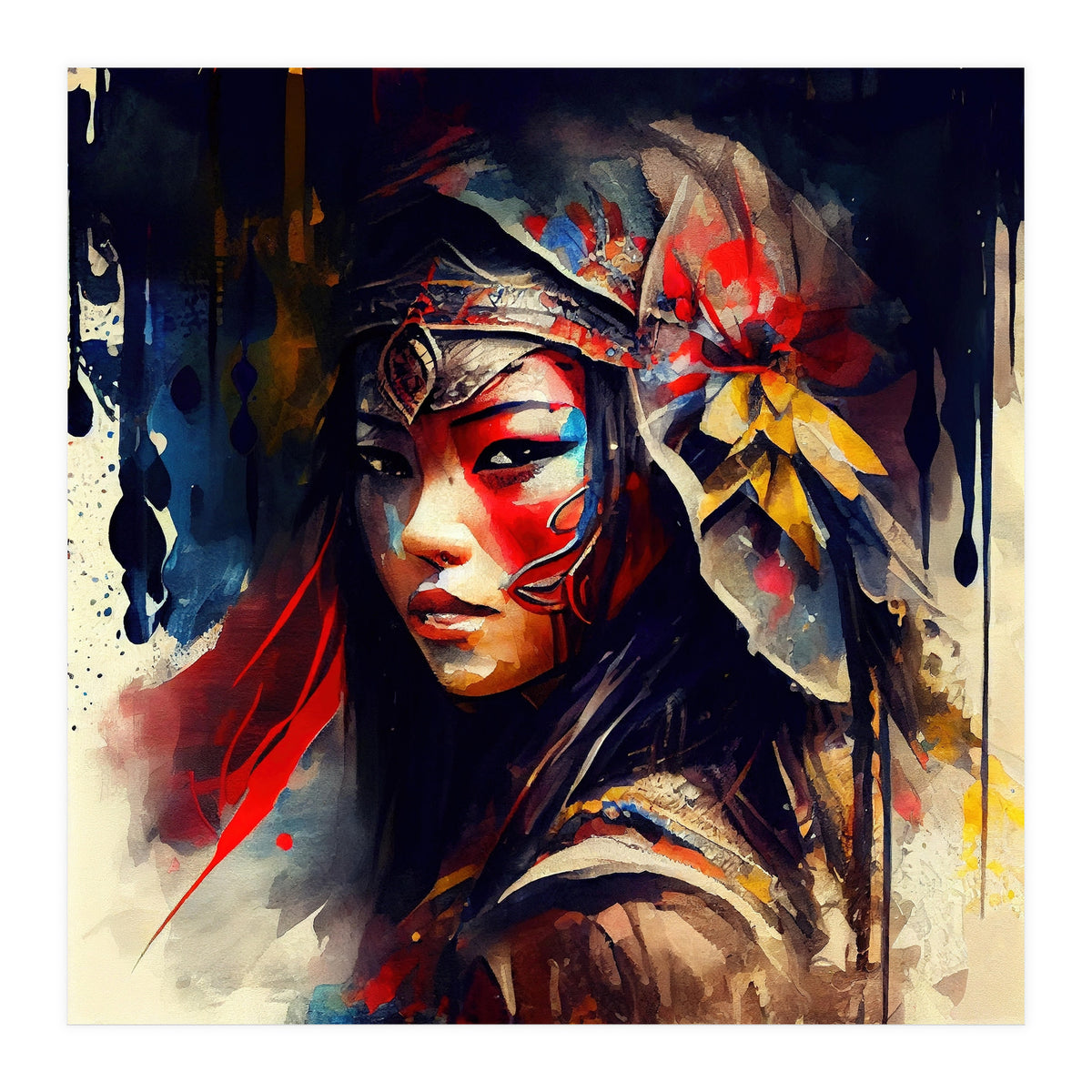 Powerful Asian Warrior Woman #2 (Print Only)