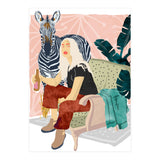 Zebra Hangout | Wildlife Urban Jungle Décor | Banana Leaves Monstera Plant Lady Fashion  (Print Only) thumbnail
