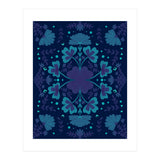 Clovers And Flowers Night Blue (Print Only) thumbnail