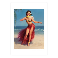 Pinup Girl In Hawaiian Costume (Print Only)