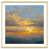 Atmospheric Golden Sunset Impasto Oil Painting Featuring Textured Clouds thumbnail