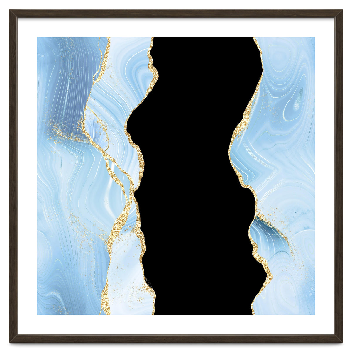 Blue & Gold Glitter Agate Texture 02