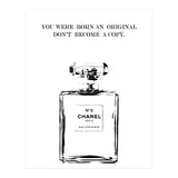 Born Original, Fashion Perfume Bottle Quote Art, Coco Chanel, Chic Decor (Print Only) thumbnail