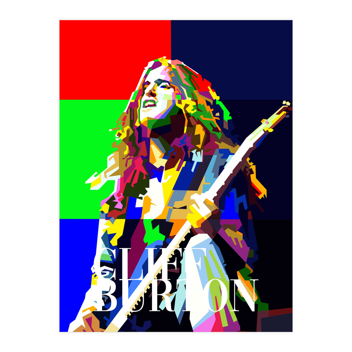 Cliff Burton Heavy Metal Bass Pop Art WPAP (Print Only)