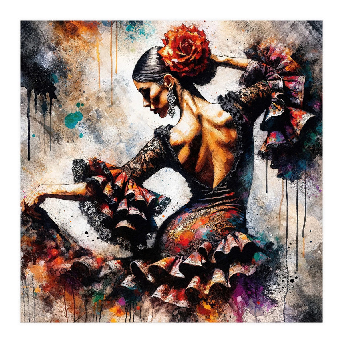 Watercolor Flamenco Dancer #4 (Print Only)