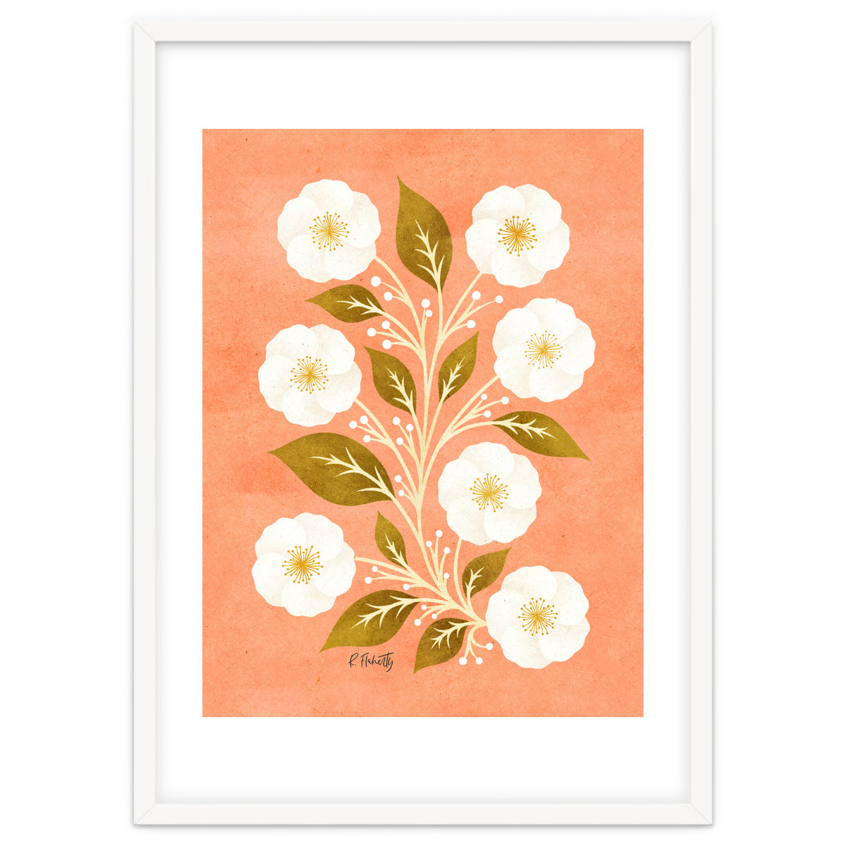 Peach, Ochre And Ivory Floral