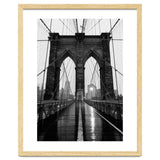 Brooklyn Bridge Black and White, Moody NYC Architecture, Rainy Urban Photography thumbnail