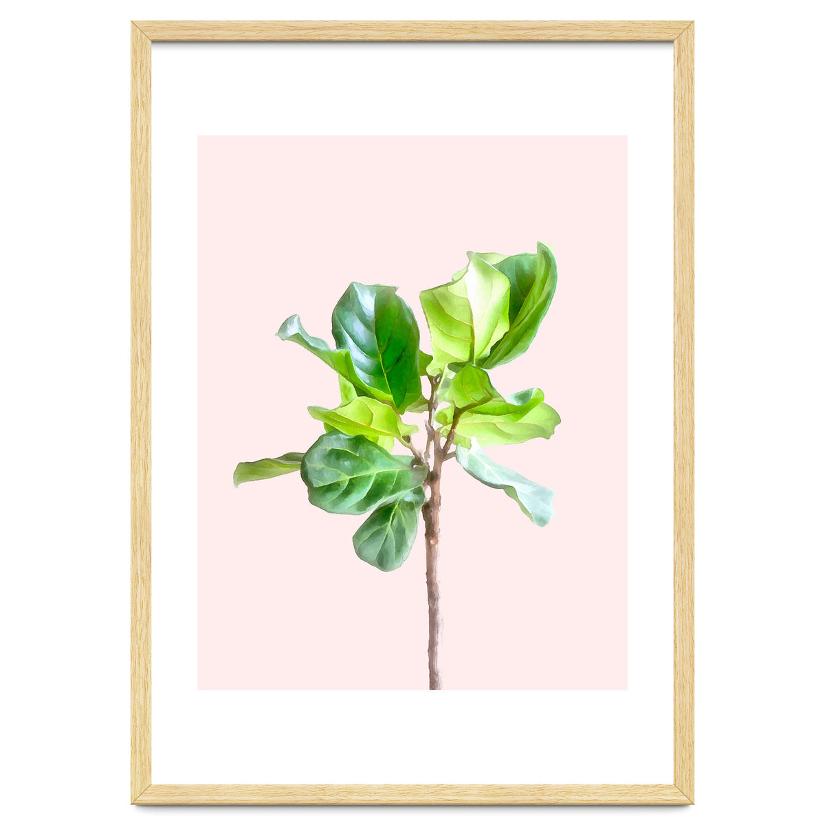 Intimate Energy, Blush Pastel Botanical Plant Minimal Painting, Pink Green Nature
