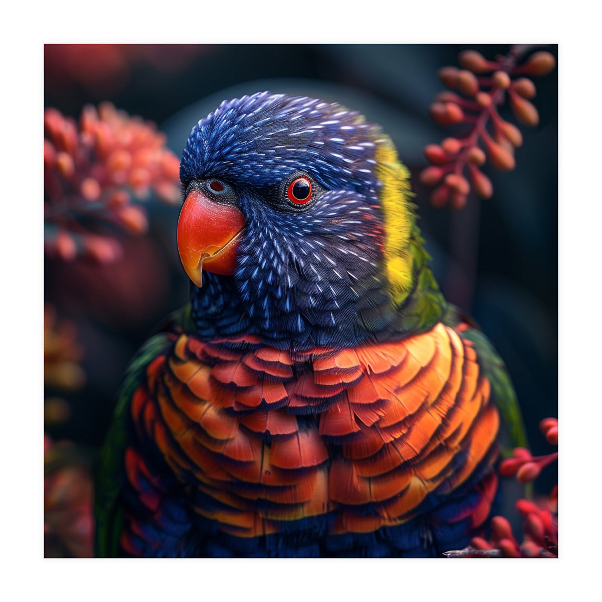 Vibrant Rainbow Lorikeet Parrot Close Up Portrait (Print Only)