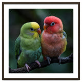 Two Lovebirds Sitting Together On A Branch thumbnail
