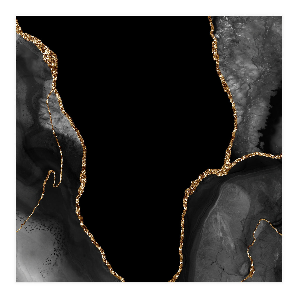 Black & Gold Agate Texture 03 (Print Only)