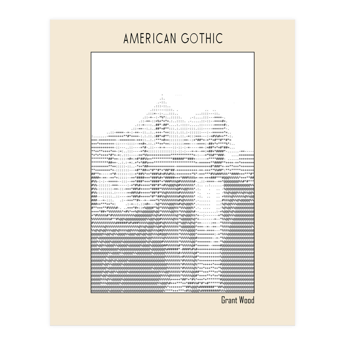 American Gothic – Grant Wood (ascii Art) (Print Only)