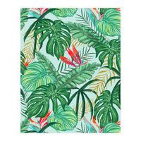 The Tropics | Jungle Botanical Bird of Paradise Illustration | Forest Palm Monstera Banana Leaves (Print Only)
