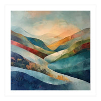 Abstract Mountain Landscape Painting with Textured Rolling Hills (Print Only)