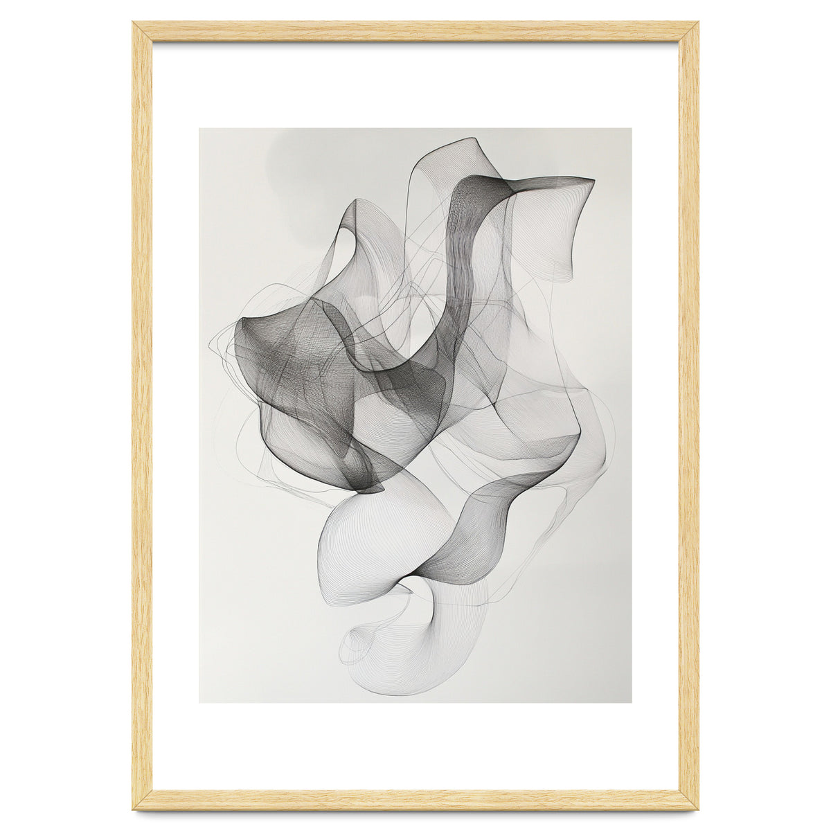Abstract Black And White Swirling Lines Art