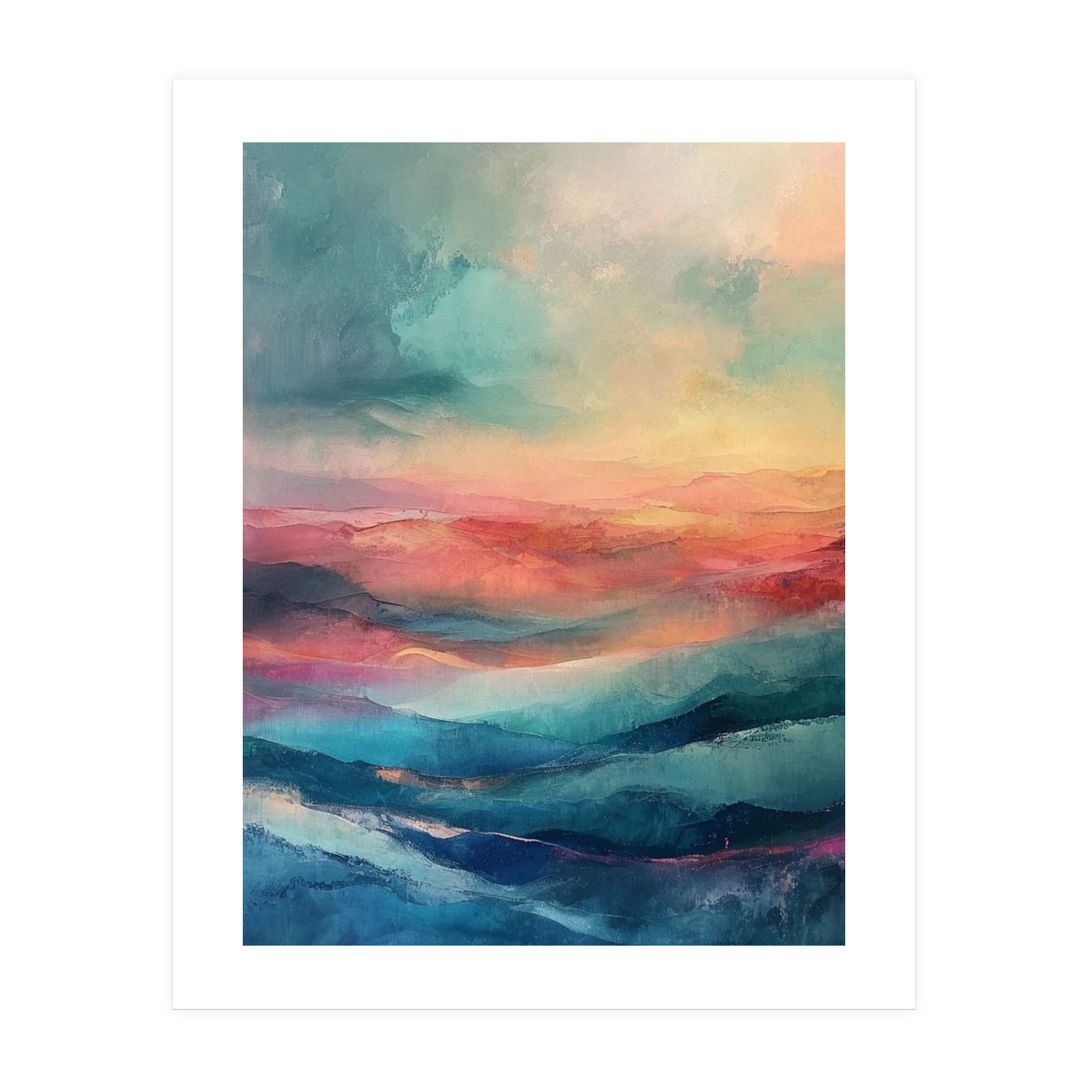 Ethereal Abstract Mountain Mist Painting (Print Only)