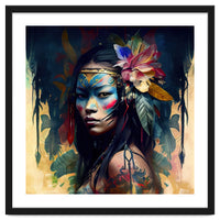 Floral Native Asian Warrior Portrait
