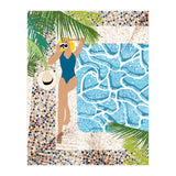Click, Summer Travel Poolside Swim, Moroccan Tiles Staycation Vacation Holiday, Bohemian Woman Swimsuit Fashion Pose (Print Only) thumbnail
