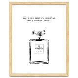Born Original, Fashion Perfume Bottle Quote Art, Coco Chanel, Chic Decor thumbnail