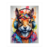 Squirrel In Headphones (Print Only)