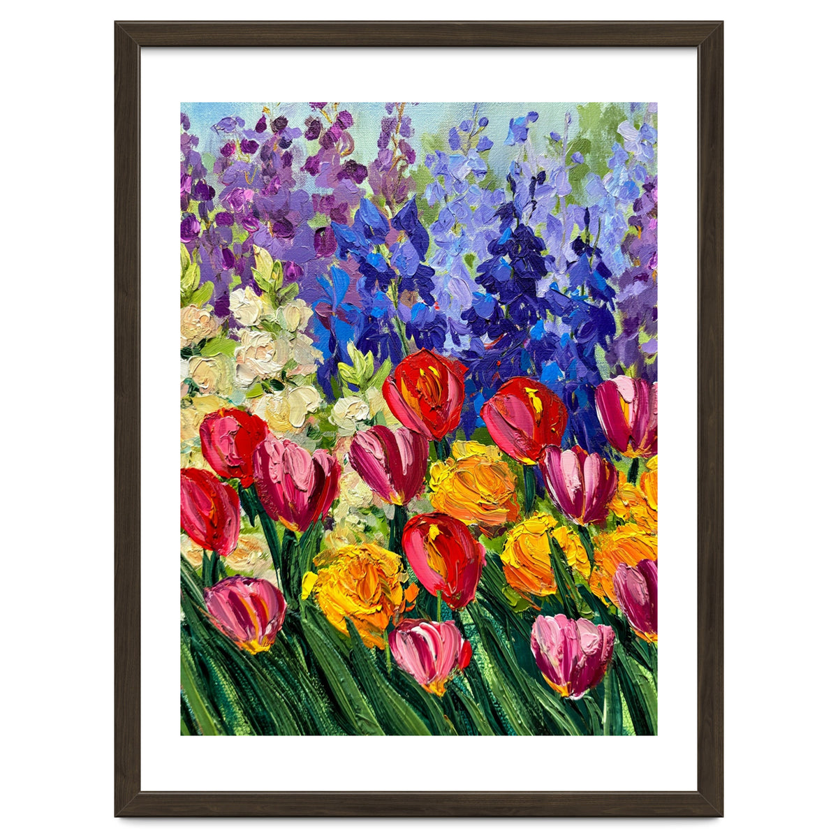 Vibrant Summer Tulip Garden Oil Painting