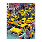 New York Minute, Yellow Taxi Cab Manhattan Downtown Busy Street, Traffic People Buildings Times Square Eclectic Road Architecture (Print Only) thumbnail