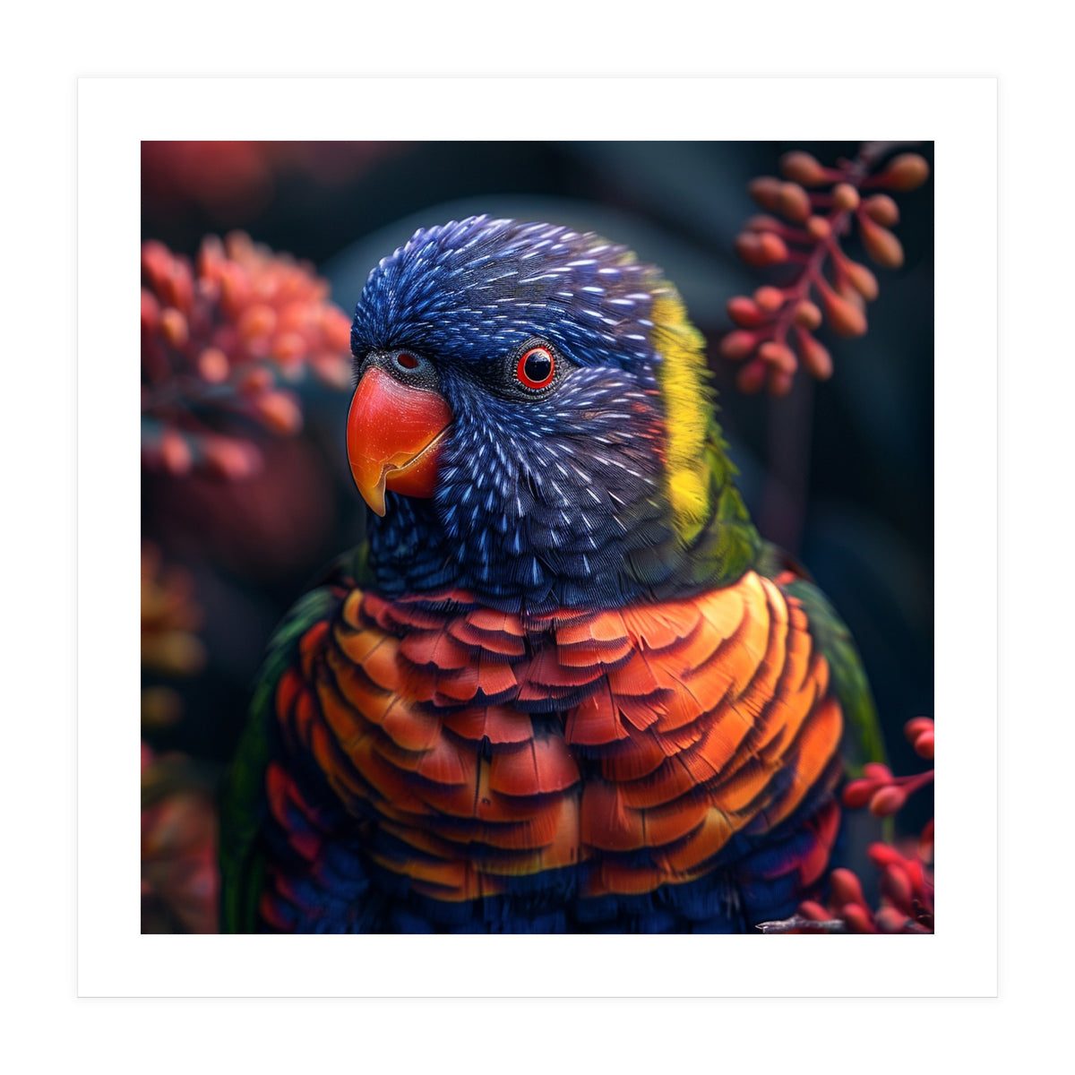 Vibrant Rainbow Lorikeet Parrot Close Up Portrait (Print Only)