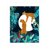 Over The Moon, Leopard In Love, Jungle Wildlife Tropical Tiger Botanical, Nature Cat Dark Animals (Print Only) thumbnail