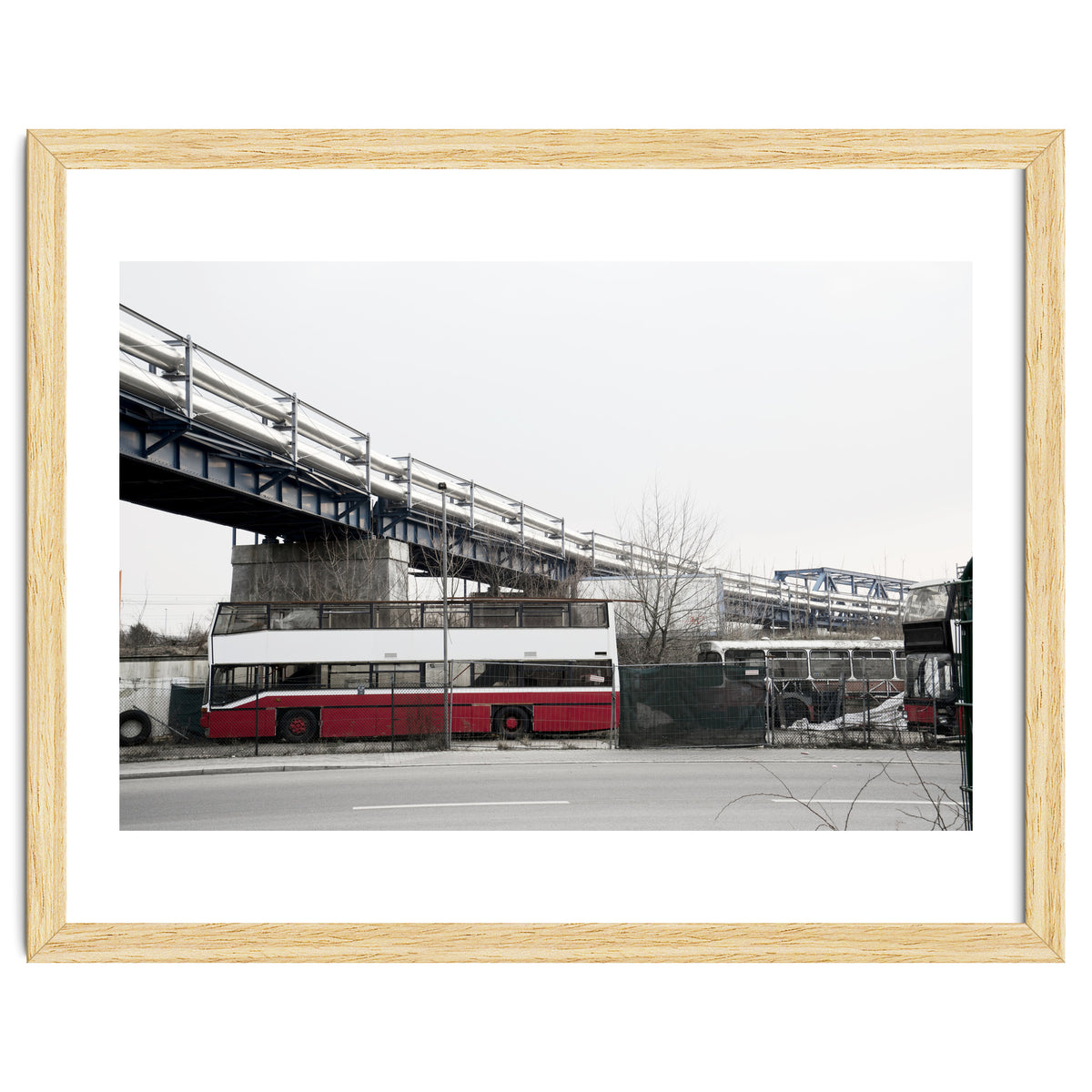 Abandoned Bus under the rail bridge