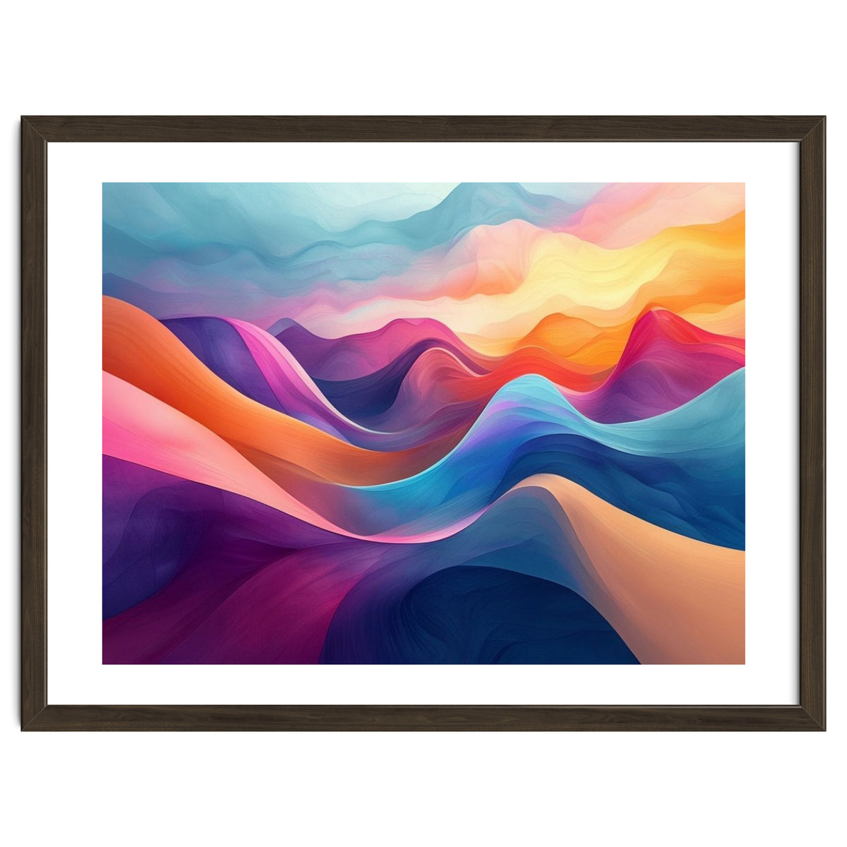 Vibrant Abstract Flowing Peaks Art