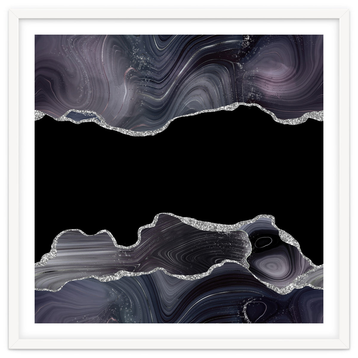 Black & Silver Glitter Agate Texture 03