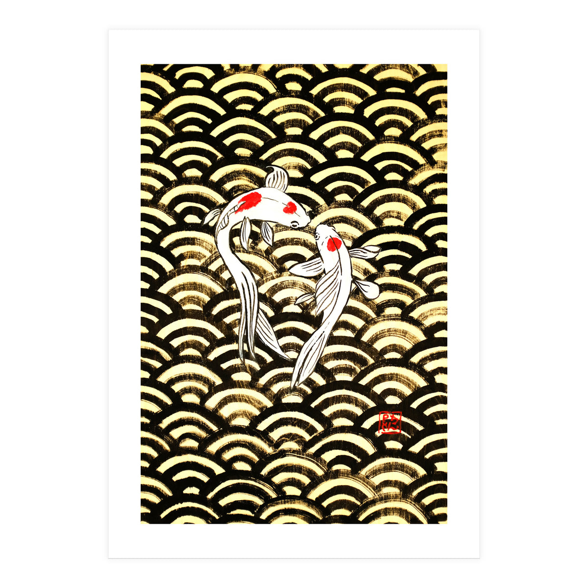 2 Koi In Wood (Print Only)