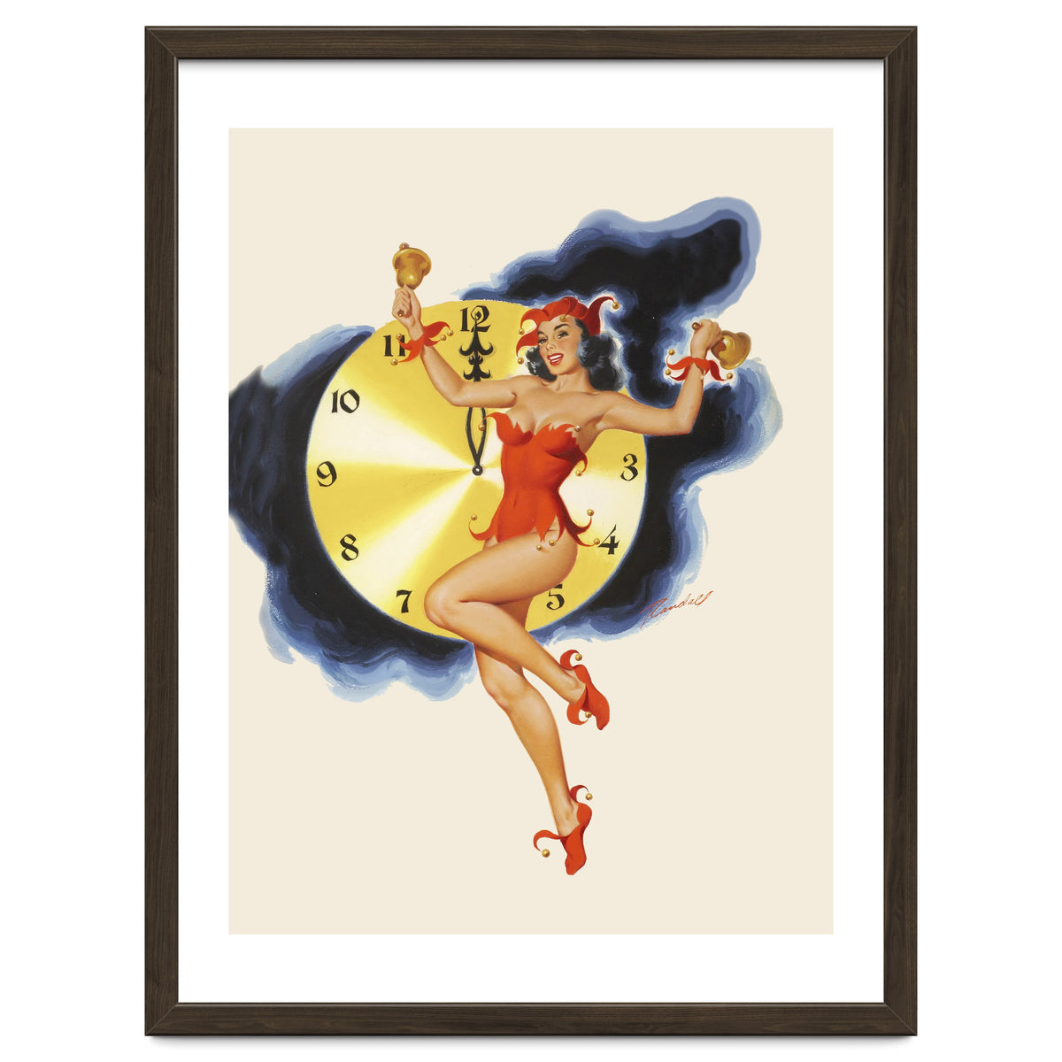 Pinup Girl Celebrating New Year