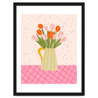 Tulips in a vase - pink and orange