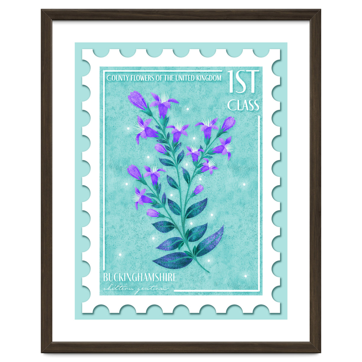The Buckinghamshire Chiltern Gentian Postage Stamp