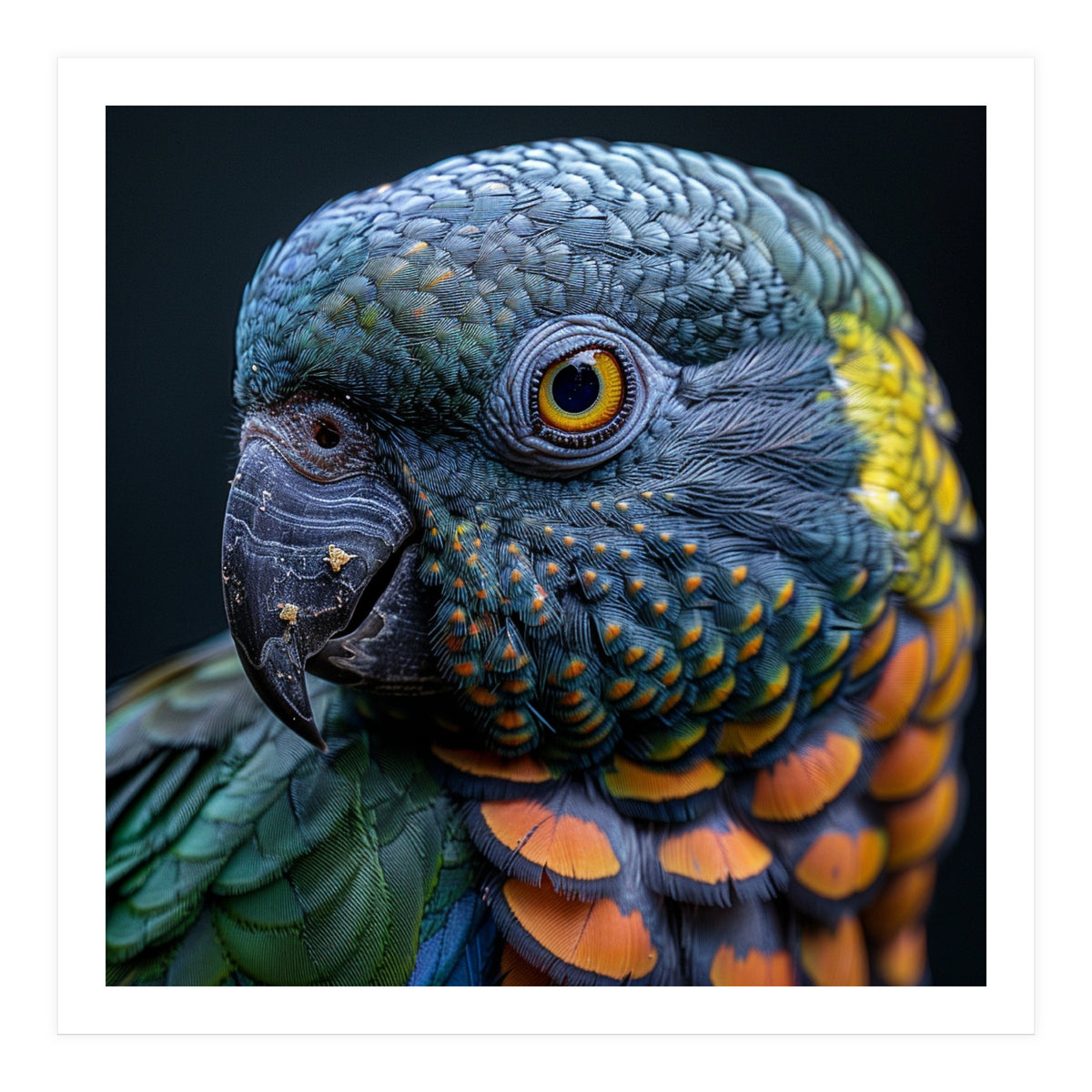 Close Up Portrait Of A Colorful Parrot's Face (Print Only)