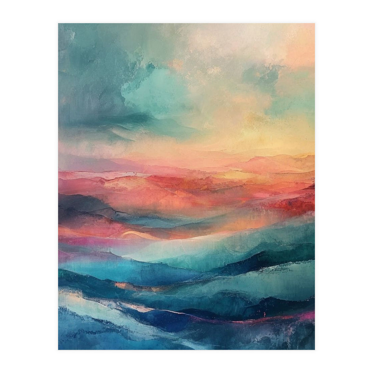 Ethereal Abstract Mountain Mist Painting (Print Only)